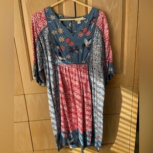 Coldwater Creek Blue and Coral Dress